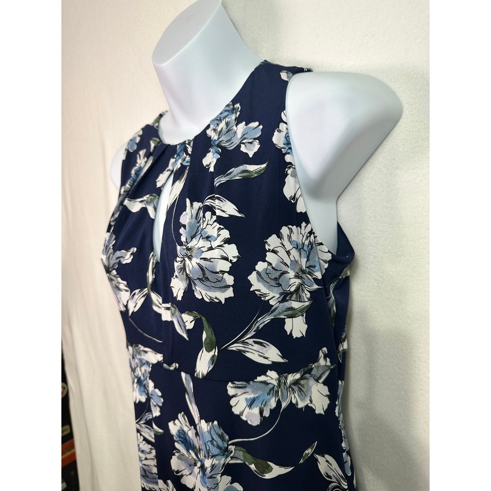 Maggy London Navy Blue Floral Fit and Flare Keyhole Dress Womens‎ Size 4 - Picture 4 of 11